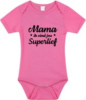 Mama superlief tekst baby rompertje roze meisjes - Kraamcadeau/ Moederdag cadeau - Babykleding 56