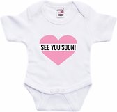 A bientôt coeur rose sexe révéler texte cadeau baby onesie blanc filles - Cadeau maternité - Vêtements de bébé 92 (18-24 mois)