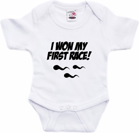 J'ai gagné mon premier body bébé texte race blanc garçons et filles - Cadeau maternité - Vêtements de bébé 80 (9-12 mois)
