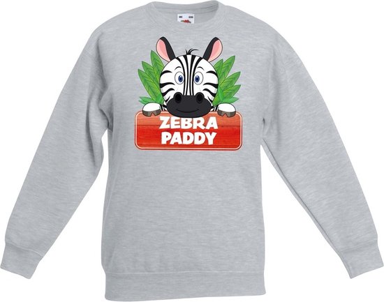 Paddy de zebra sweater grijs voor kinderen - unisex - zebra trui - kinderkleding / kleding 152/164