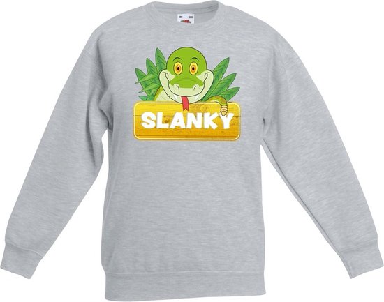 Slanky de slang sweater grijs voor kinderen - unisex - slangen trui - kinderkleding / kleding 134/146