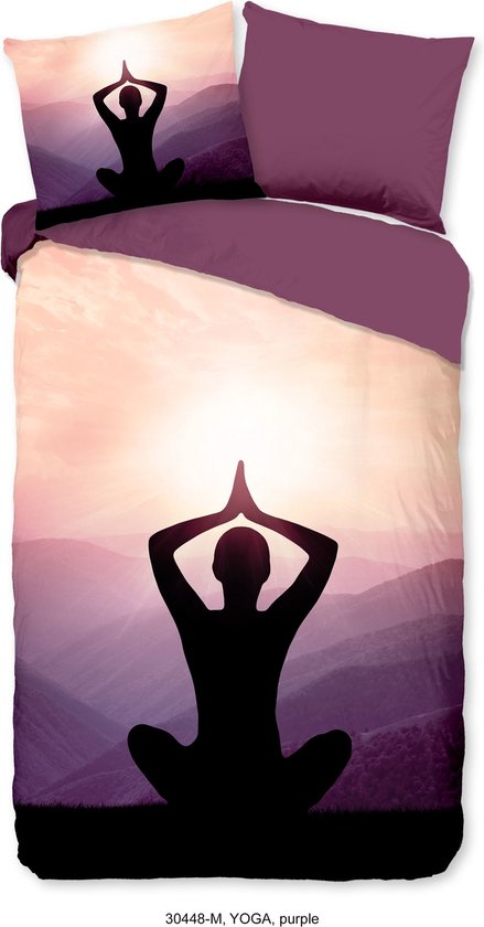 Pure Dekbedovertrek "yoga / buddha" - Paars - (240x200/220 cm) - Microfiber