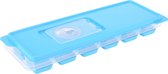 Tray met ijsklontjes/ijsblokjes vormpjes 12 vakjes kunststof blauw met afsluitdeksel
