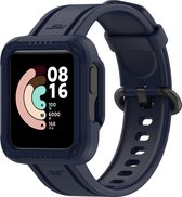 Siliconen Smartwatch bandje - Geschikt voor Xiaomi Mi Watch Lite siliconen bandje met frame - donkerblauw - Strap-it Horlogeband / Polsband / Armband