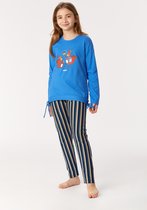 Woody pyjama meisjes/dames - blauw - eekhoorn - 222-1-BSL-S/832 - maat 98