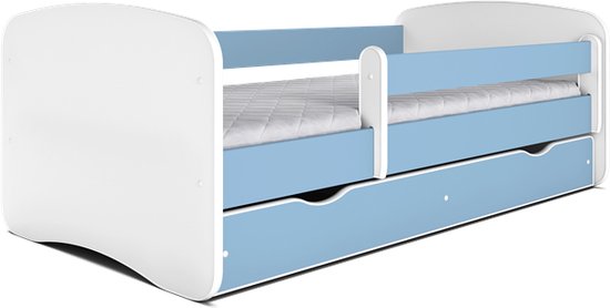 Kocot Kids - Bed babydreams blauw zonder patroon zonder lade met matras 140/70 - Kinderbed - Blauw