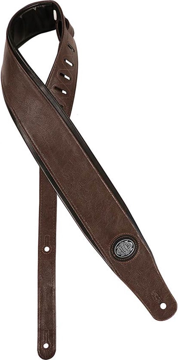 Gaucho GST-310-DBR gitaarriem, donkerbruin, gevoerde zwarte achterzijde
