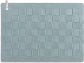 Knit Factory Gebreide Placemat - Onderlegger Uni - Eetmat - Stone Green - 50x30 cm