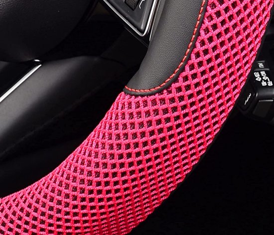 Ergocar Auto Stuurhoes Antislip Auto Stuurwiel Beschermer Sport D-vorm Koolstofvezel & PU Leer Universeel Voor Diameter 38cm (15 ) (Zwart-streep-U