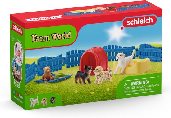 schleich FARM WORLD - Puppy huis - Speelfigurenset - Kinderspeelgoed voor Jongens en Meisjes - 3 tot 8 jaar - 13 Onderdelen