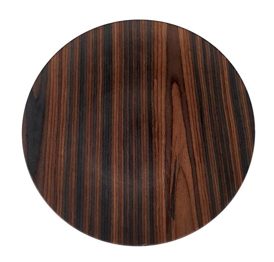 Decoratie bord met hout motief GERRIT - Bruin / Zwart - Kunststof - Ø 32.5 cm - Set van 2