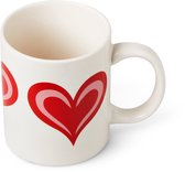 Mok met hart valentijn - Wit / Rood - Keramiek - 8 x 8 x 9,5 cm - Mok - Beker - Koffiemok - Theemok - Drinken - Valentijnsdag - Valentijn - Cadeau - Love