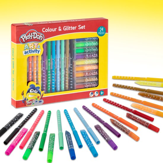 Glitterset met kwast en 3 kleuren glitter Goud Zilver en Wit - Art en Hobby