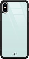 Casimoda® hoesje - Geschikt voor iPhone Xs Max - Pastel Blauw - Luxe Hard Case Zwart - Backcover telefoonhoesje - Multi
