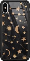 Casimoda® hoesje - Geschikt voor iPhone Xs Max - Counting The Stars - Luxe Hard Case Zwart - Backcover telefoonhoesje - Blauw
