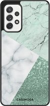 Casimoda® hoesje - Geschikt voor Samsung Galaxy A72 - Minty Marmer Collage - Zwart TPU Backcover - Marmer - Mint