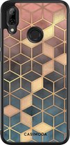Casimoda® telefoonhoesje - Geschikt voor Huawei P Smart (2019) - Cubes Art - Zwart TPU hoesje - Backcover - Multi - Geometrisch patroon