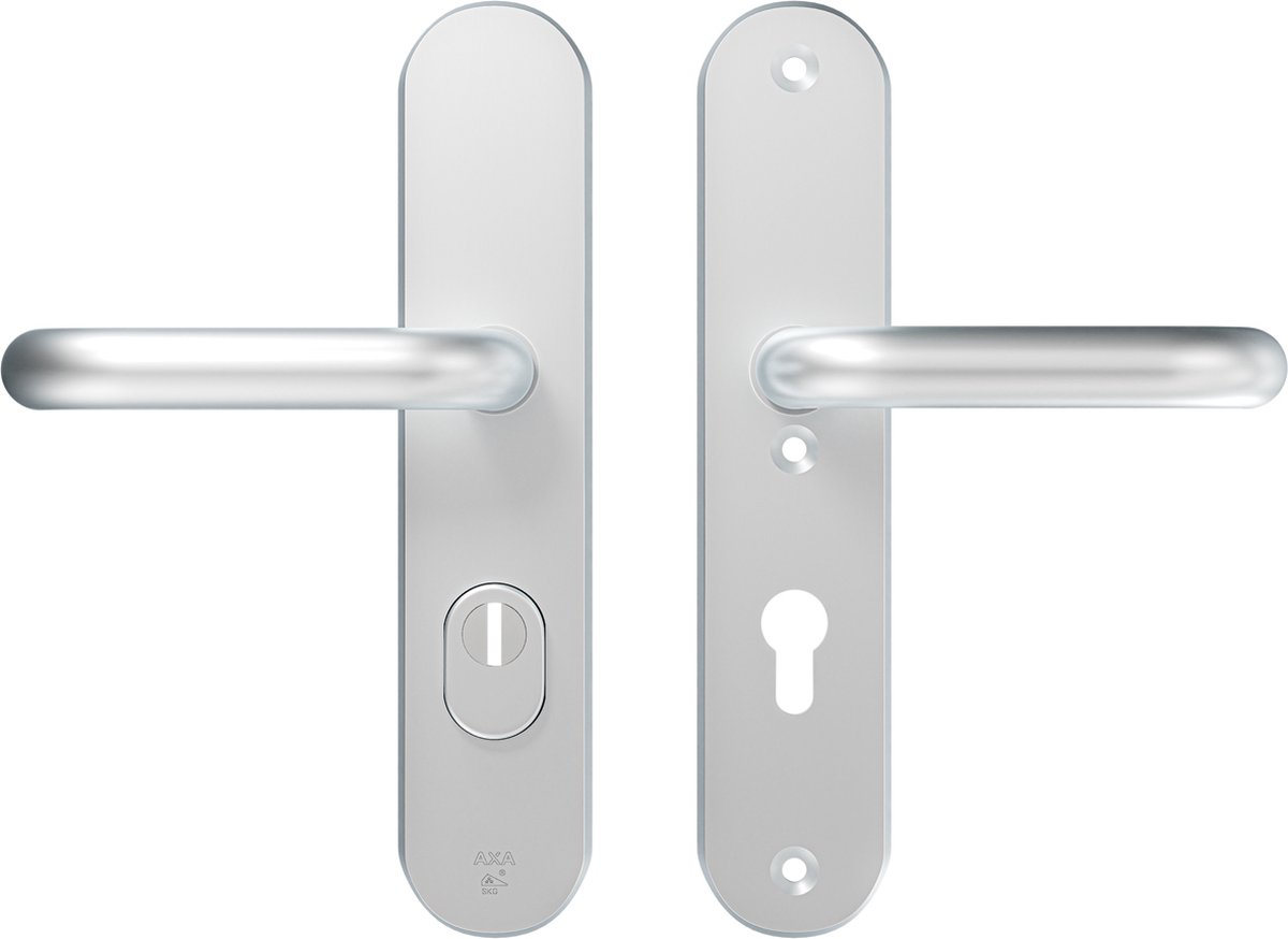 AXA Veiligheidsbeslag (Oval Plus) Aluminium glad: Kruk-Kruk PC72 (model U) met kerntrekbeveiliging SKG***