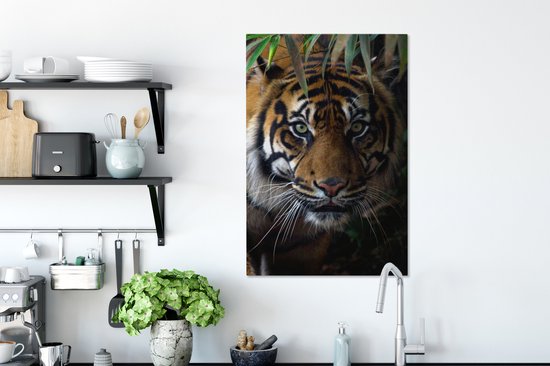 OneMillionCanvasses - Toile - Tigre - Feuilles - Nature - Décoration murale - 40x60 cm - Peintures sur toile - Toile canvas