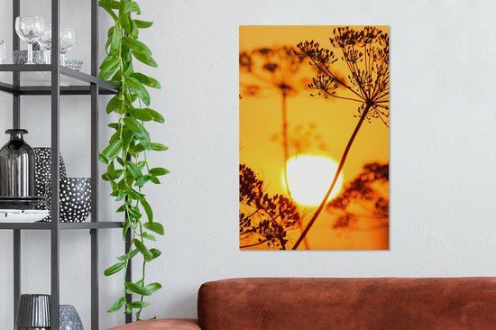 OneMillionCanvasses - Toile - Peinture - Soleil - Plantes - Oranje - Horizon - Photo sur toile - Toile - 40x60 cm - Décoration murale