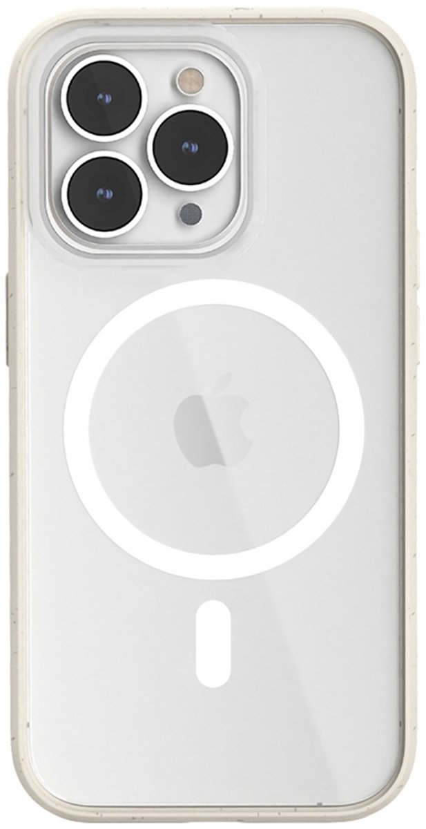 Woodcessories Clear Case Bio MagSafe - geschikt voor iPhone 14 Pro - gemaakt van bio-materialen - geschikt voor MagSafe en draadloos laden - Offwhite-clear