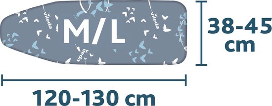 Vileda Total Reflect Strikplankovertrek - Voor M/L strijkplanken (120-130 x 38-45 cm) - Extra snel strijken - Geen condens