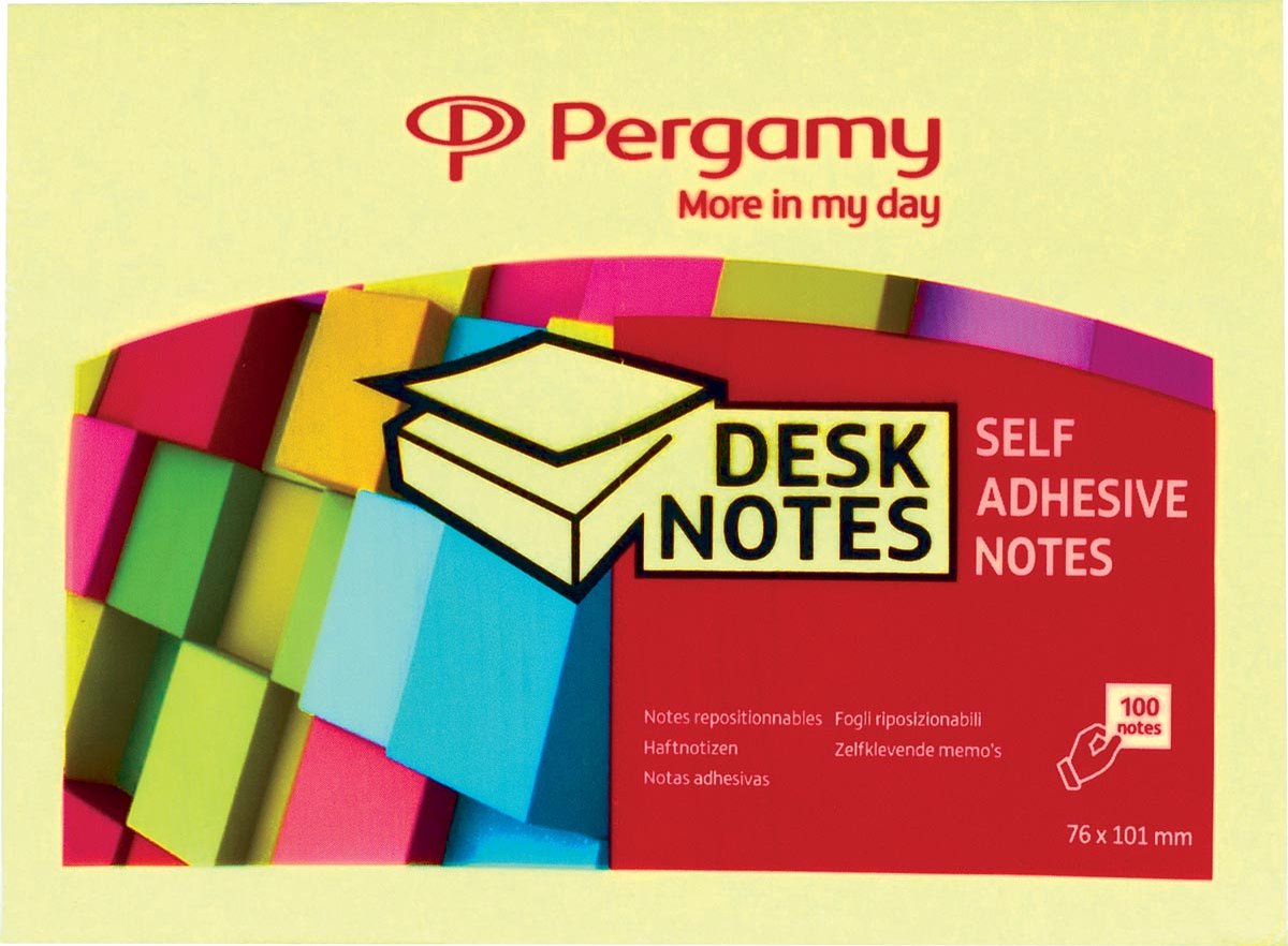 Pergamy notes ft 76 x 101 mm, geel 12 stuks