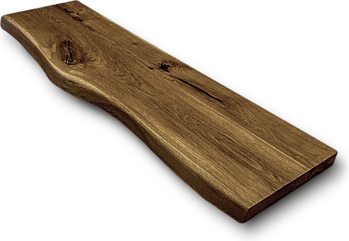 Wandplank Massief Eiken Hout Zwevend - 160x20 – Met Blinde Bevestiging – Castle Brown - Boomstam Plank - Boekenplank
