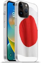 Geschikt voorApple Iphone 14 Pro - Softcase hoesje - De vlag van Japan op een witte achtergrond - Siliconen Telefoonhoesje