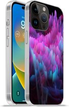 Geschikt voorApple Iphone 14 Pro - Softcase hoesje - Rook - Kleurstof - Abstract - Siliconen Telefoonhoesje