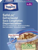 Toppits Safeloc Zip-Diepvrieszakken 8 liter 6 stuks
