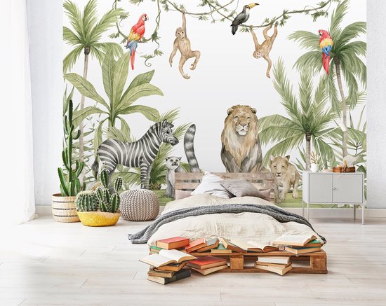 Fotobehang - Behang - Jungle Dieren - Into The Jungle - Vliesbehang - 152,5 x 104 cm