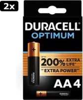 2 piles Duracell Optimum Alkaline AA - 4 pièces