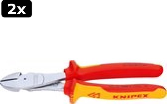 Knipex Kracht-zijsnijtang verchroomd, geïsoleerd met meer-componentengrepen, VDE-getest 160 mm