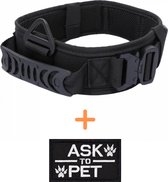 Always Prepared © Pro Halsband + Ask to pet patch - Hals 45-75 CM - Hondenhalsband - geschikt voor elke hondenriem - voor middel en grote honden - One Size Zwart