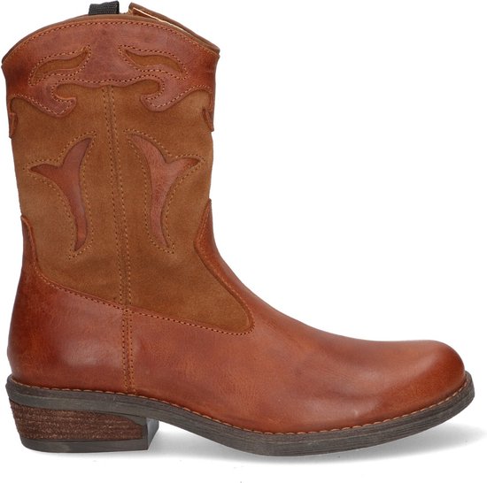 Braqeez Meisjes Cowboy Boots - Bruin - Leer - Ritssluiting