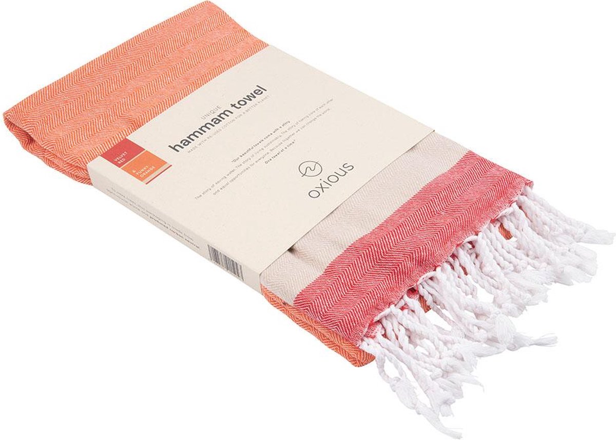 Oxious UNIQUE Hamamdoek Oranje, Rood, Beige