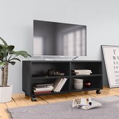 Decoways - Tv-meubel met wieltjes 90x35x35 cm spaanplaat zwart