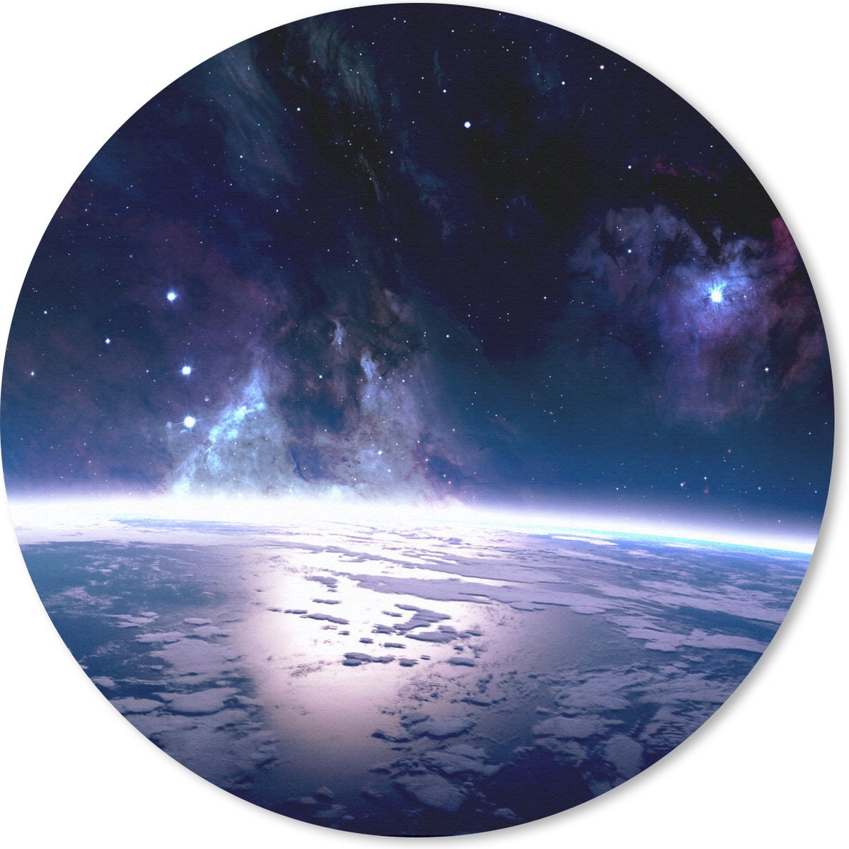 Muismat rond 40x40 cm - Mousepad Aarde - Sterren - Ruimte - Ronde muismatten