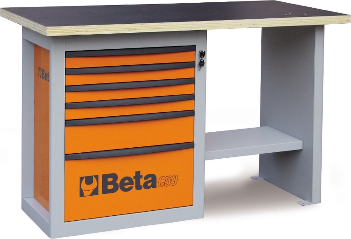 Endurance werkbank met een ladenblok met zes laden, korte uitvoering C59C-R