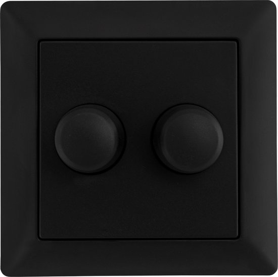 Ledvion LED Duo Dimmer Zwart, LED Lamp, Dimmer Afdekplaat, Incl. Voor