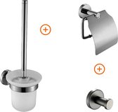 Set d'accessoires de Toilettes Gun metal rond