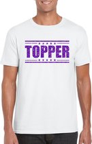 Toppers - Wit Topper shirt in paarse glitter letters heren - Toppers dresscode kleding XL