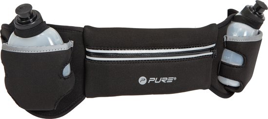 Pure2Improve Hardloopriem met 2 flesjes zwart en grijs