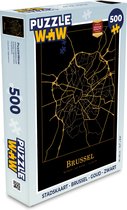 Puzzel Stadskaart - Brussel - Goud - Zwart - Legpuzzel - Puzzel 500 stukjes - Plattegrond