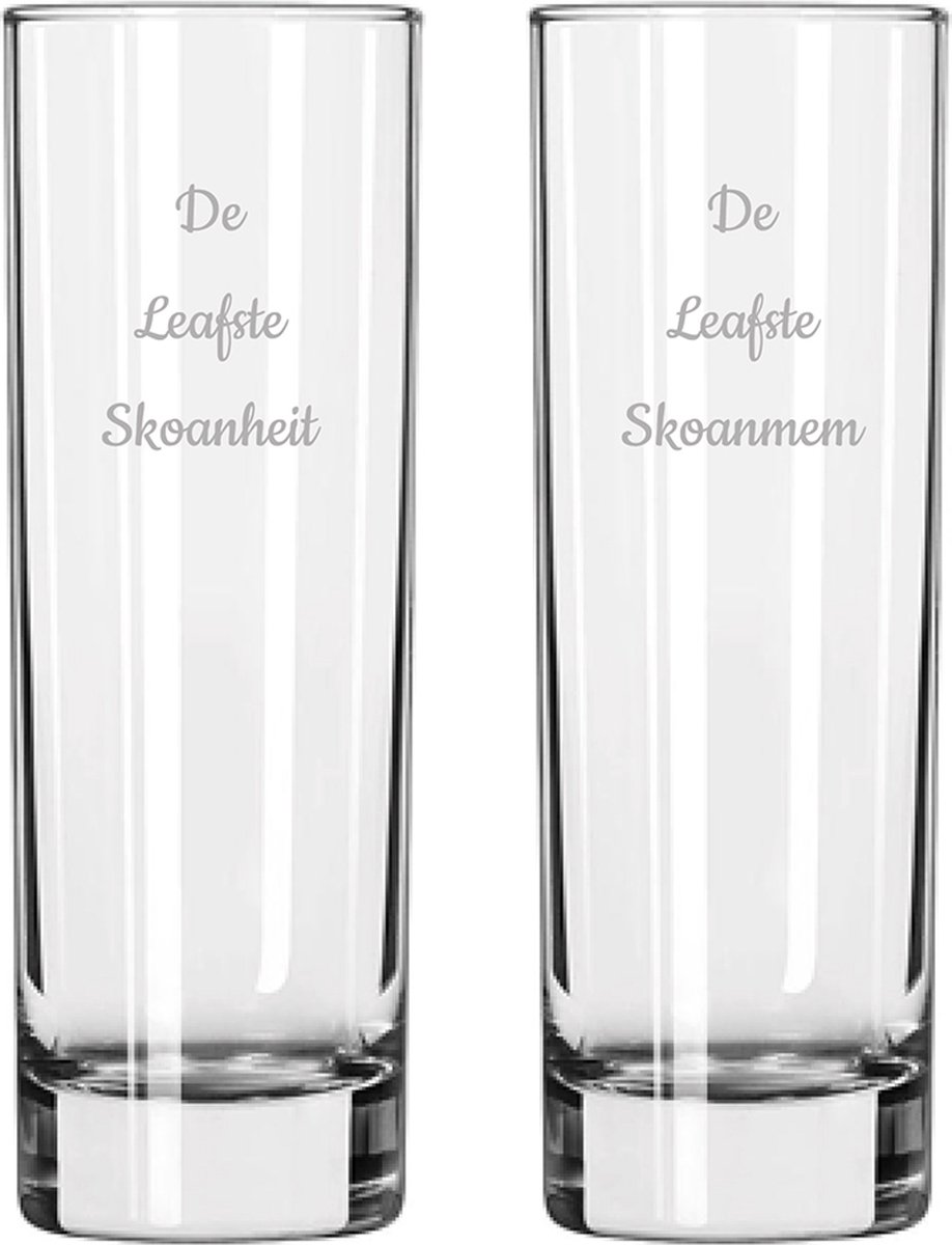 Gegraveerde longdrinkglas 22cl De Leafste Skoanheit-De Leafste Skoanmem