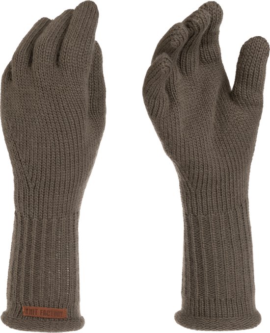 Knit Factory Lana Gebreide Dames Handschoenen - Gebreide winter handschoenen - Bruine handschoenen - Polswarmers - Cappuccino - One Size