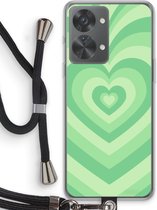 Case Company® - Hoesje met koord geschikt voor OnePlus Nord 2T hoesje met Koord - Hart Groen - Telefoonhoesje met Zwart Koord - Bescherming aan alle Kanten en Over de Schermrand