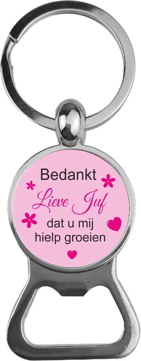Bieropener Glas -  Bedankt Lieve Juf
