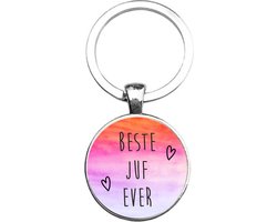 Sleutelhanger Glas - Beste Juf Ever